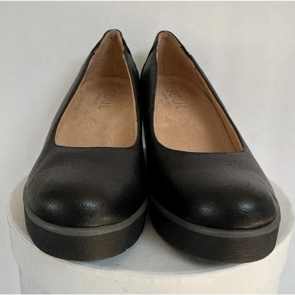 SOUL Naturalizer About Time Women's 8.5M Black Comfort Platform Wedge Pump Shoes